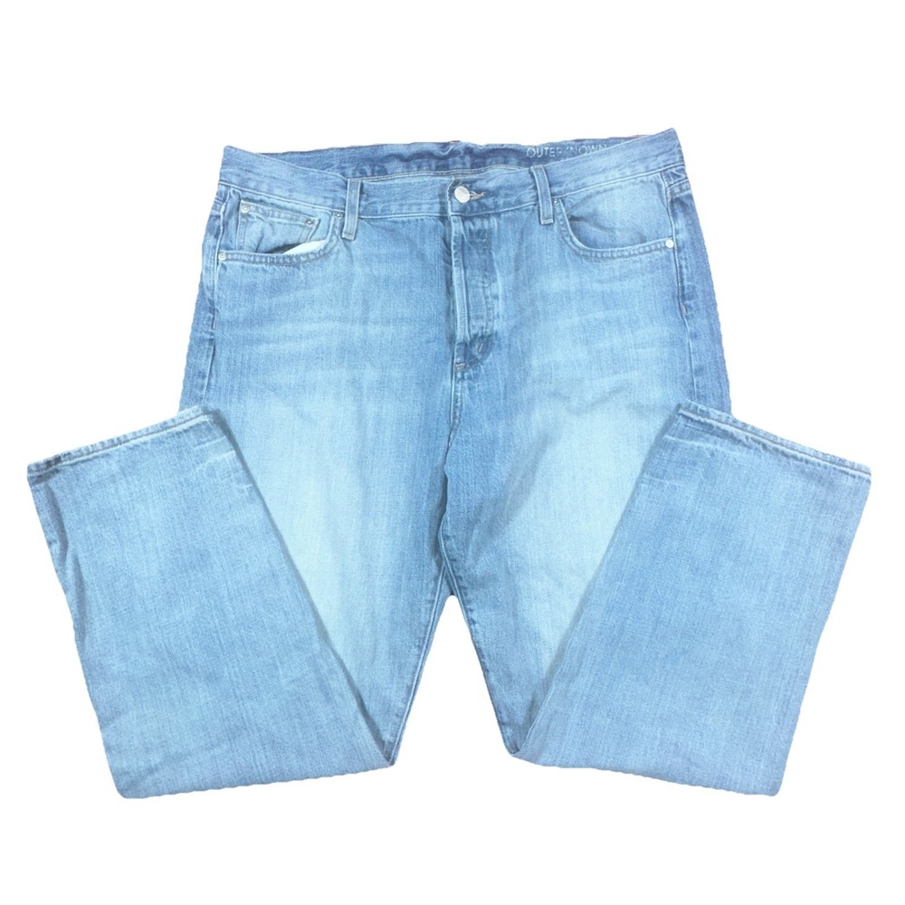 Outerknown SEA Jeans Mens Fit 36x28 Button fly Straight Leg Blue Denim Pants